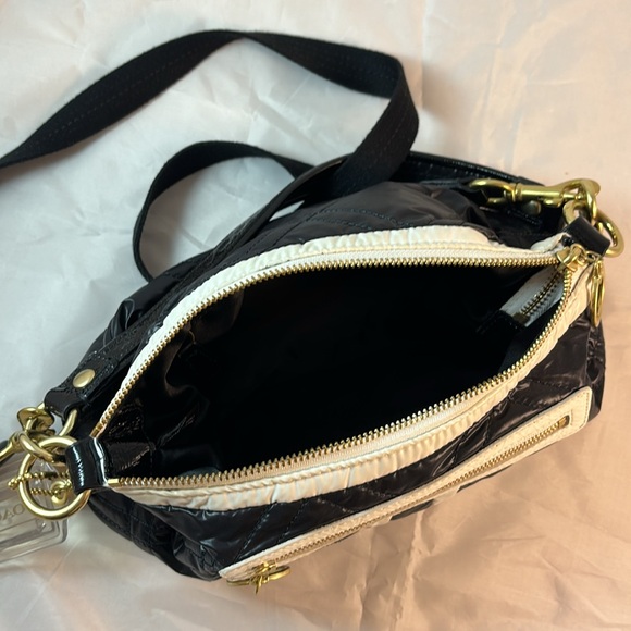 Coach Poppy Ski Bunny Black & White Quilted Nylon Crossbody Bag 15871 - Picture 9 of 16